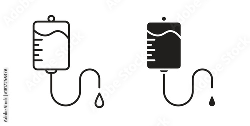 IV drip icon simple vectors in black, suitable for projects
