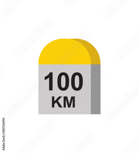 destination mile stone 100 km small stone landmark the roadside roadside distance detailed, vector illustration