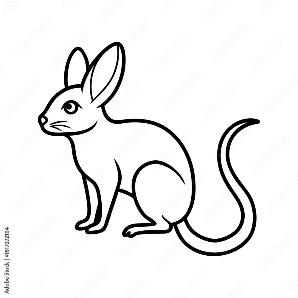Fototapeta premium Jerboa Outline Line Art Vector Illustration