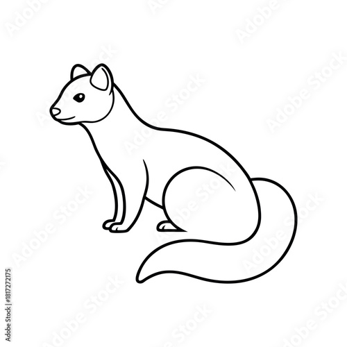 Pine Marten Outline Line Art Vector Illustration