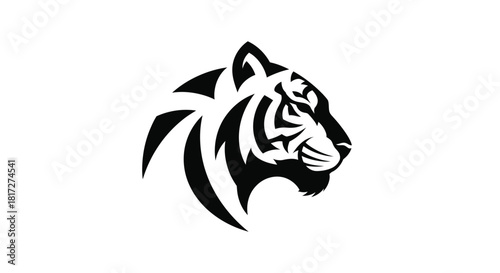 Black and white tiger head logo design.