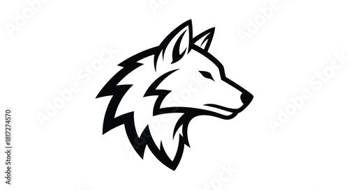 Stylized Black Wolf Head Profile Logo
