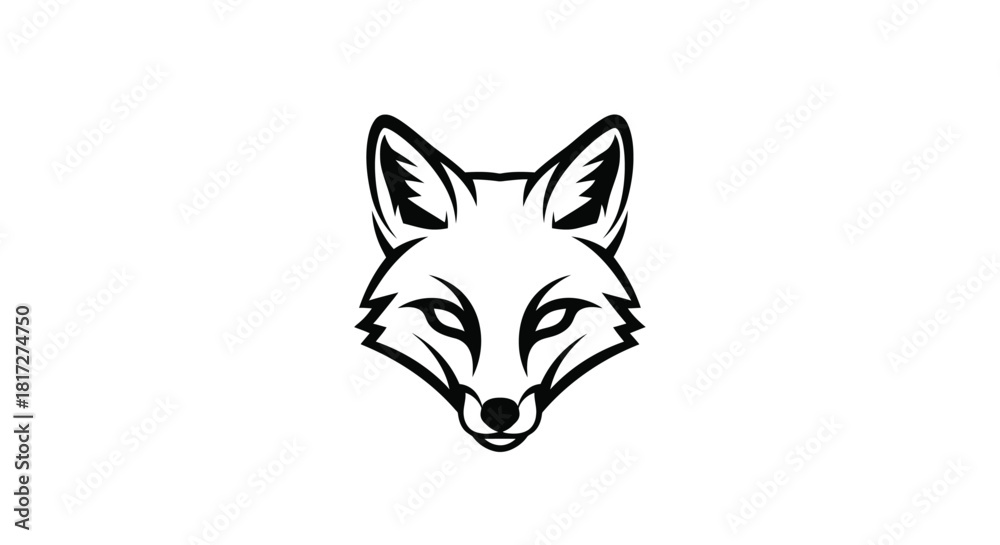 Obraz premium Minimalist Fox Face Line Art Logo