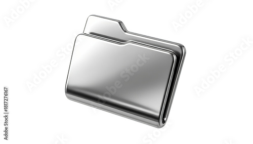 A shiny metallic folder icon gleams, representing digital data and information organization well.