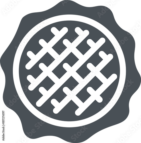 A black and white image of a pie crust with a lattice pattern