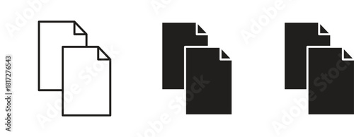 Duplicate icon glyph and line set thin line symbol concept.