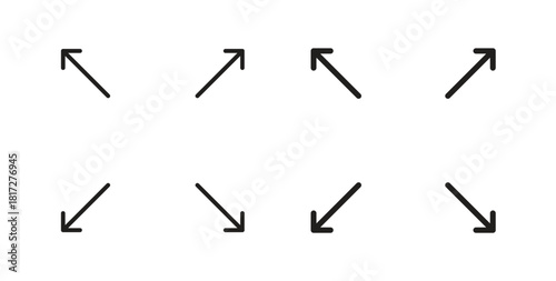 Expand arrows icon glyph and line set thin line symbol concept.