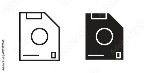 Floppy disk icon glyph and line set thin line symbol concept.