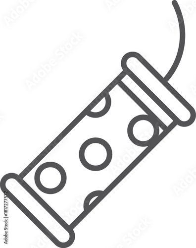 A black and white drawing of a toy with a string attached to it