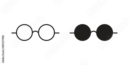 Glasses icon glyph and line set thin line symbol concept.