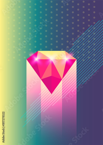 A diamond is shown in a colorful background with a bright pink hue
