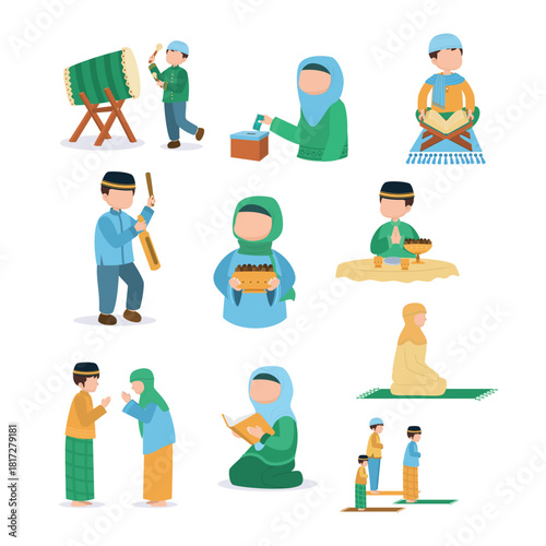 Ramadan Activities Illustration Collection