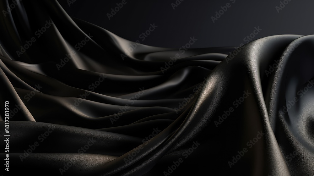 Fototapeta premium A black fabric with a shiny surface