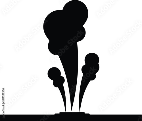 Illustration geothermal energy hot spring steam plume silhouette vector