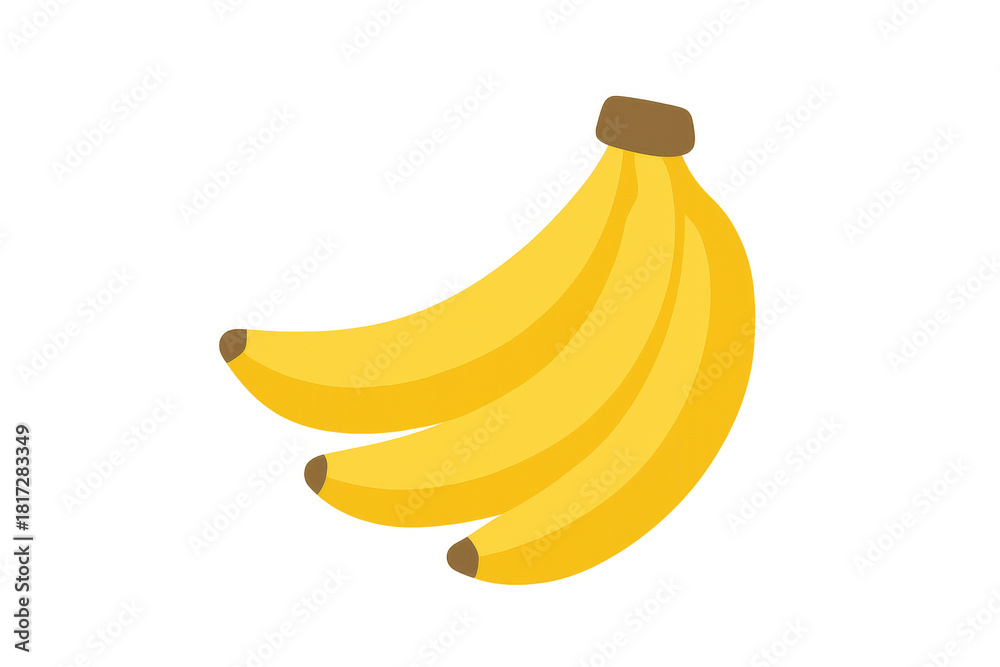 Fototapeta premium Yellow banana bunch vector icon illustration cutout. Ripe tropical fruit for healthy eating and diet menu, transparent background