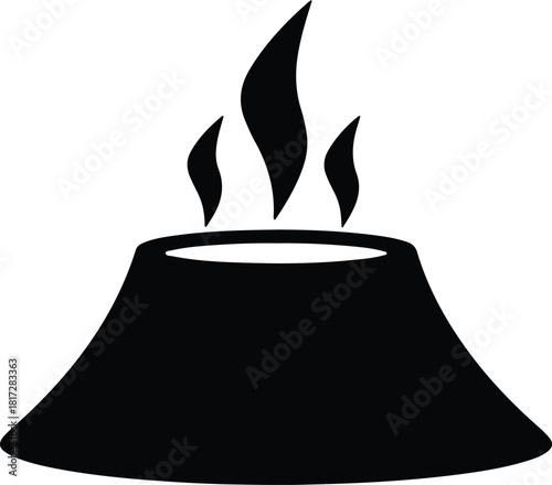 Illustration of volcanic eruption volcano with lava smoke silhouette vector