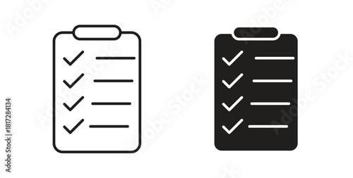List check icon with line and silhouette versions.