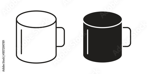 Mug icon with line and silhouette versions.