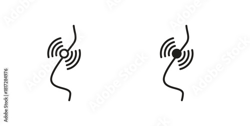 Nose pain icon with line and silhouette versions.