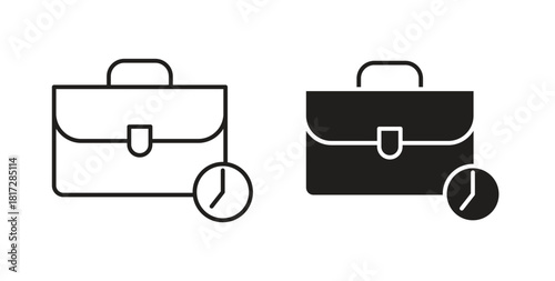 Office time icon with line and silhouette versions.
