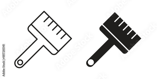 Paint brush icon with line and silhouette versions.