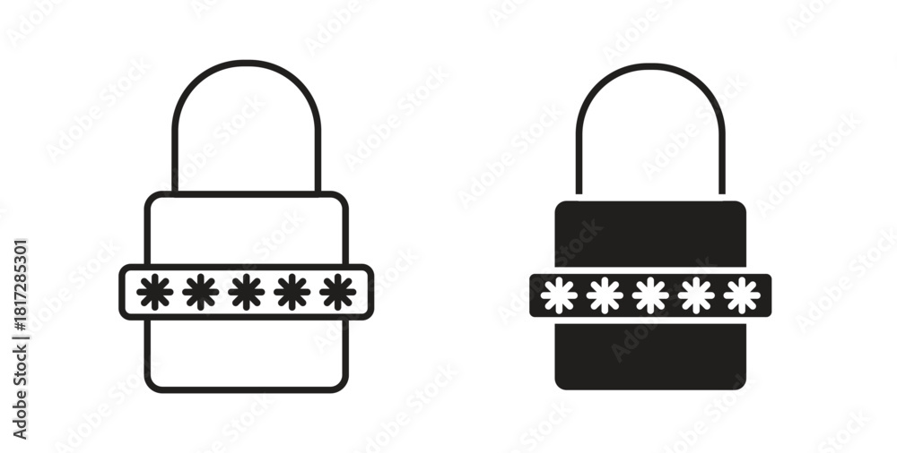 Obraz premium Password icon with line and silhouette versions.