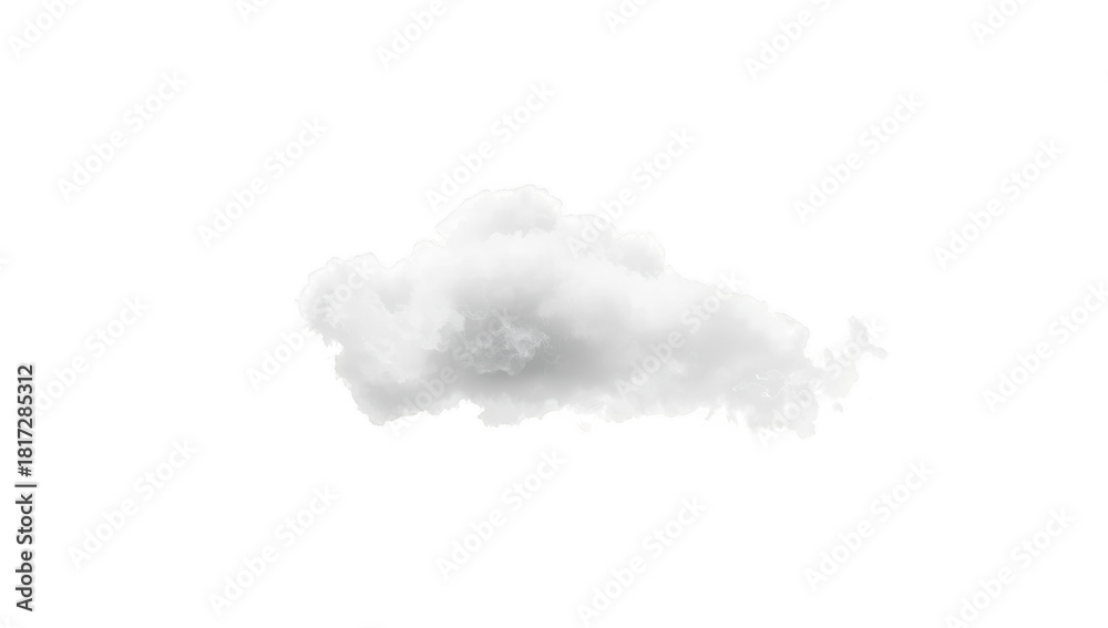 Fototapeta premium Isolated fluffy cloud on a white backdrop, ideal for graphic design and atmospheric enhancements isolated on transparent background