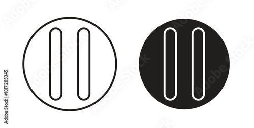 Pause icon with line and silhouette versions.