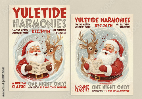 Vintage Santa and Reindeer Flyers Layout