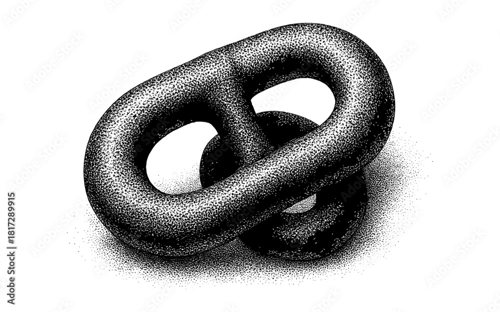 Obraz premium Monochrome halftone pretzel on white background in stipple style