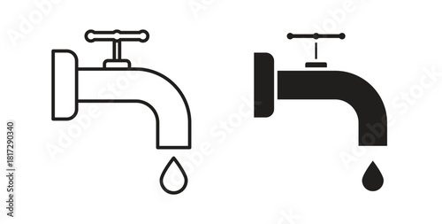 Faucet drip icon in doodle and stroke style.