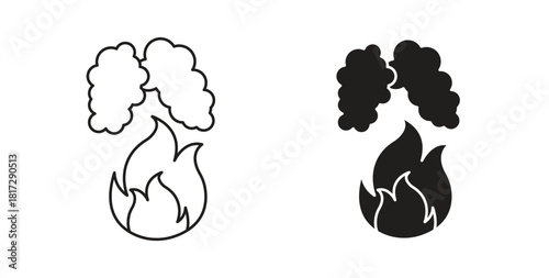 Fire smoke icon in doodle and stroke style.