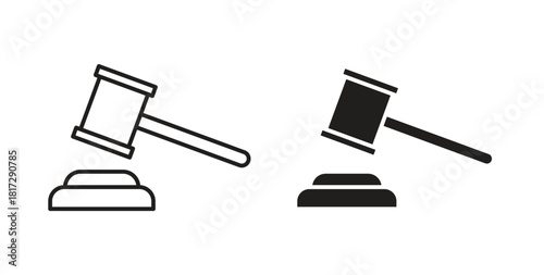 Gavel icon in doodle and stroke style.