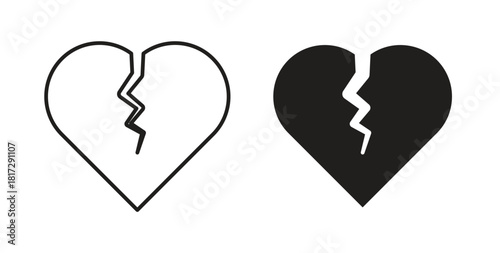 Heart Crack icon in doodle and stroke style.