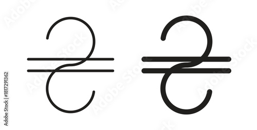 Hryvnia icon in doodle and stroke style.