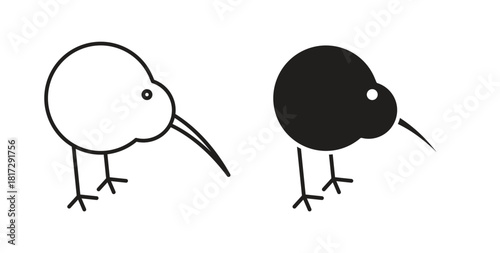 Kiwi bird icon in doodle and stroke style.