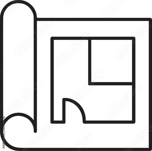  blueprint or building plan line vector icon on white background