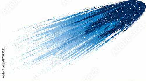 Abstract blue comet or meteor streak isolated on white background