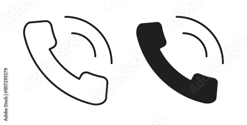 Phone call icons set. Simple line vector illustration