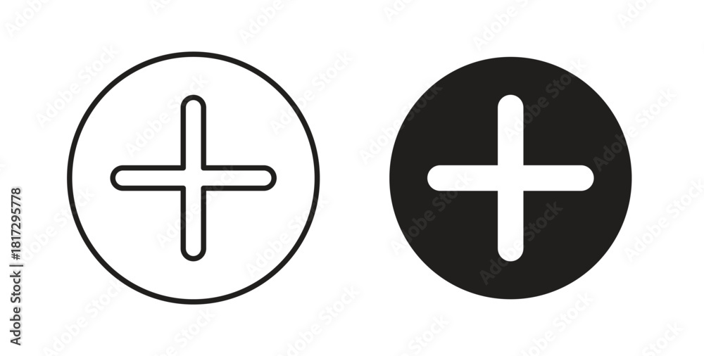Obraz premium Plus icons set. Simple line vector illustration