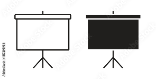 Presentation board icons set. Simple line vector illustration