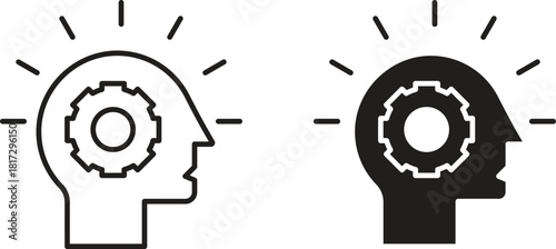 Realization icons set. Simple line vector illustration