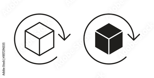 Return purchase icons set. Simple line vector illustration