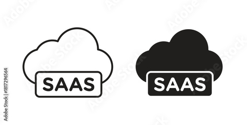 SaaS icons set. Simple line vector illustration