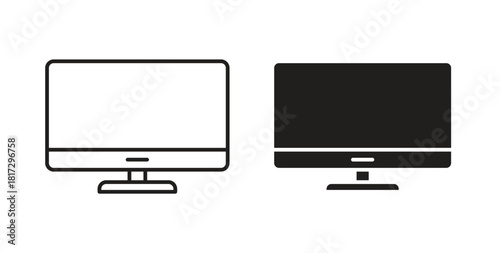 Screen icons set. Simple line vector illustration
