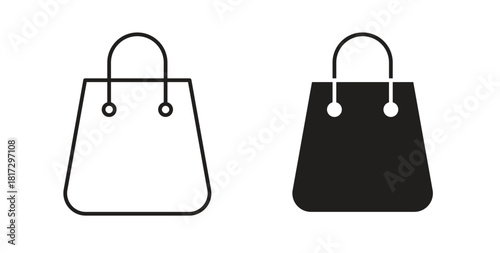 Shopping bag icons set. Simple line vector illustration