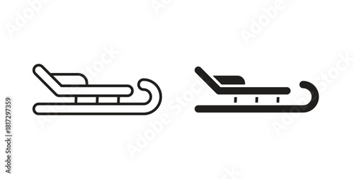 Sled icons set. Simple line vector illustration