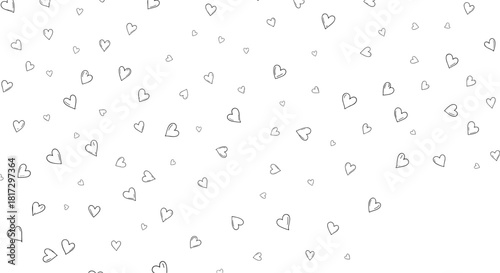 Simple and delicate seamless background pattern of small hand-drawn scribble hearts perfect for romantic or wedding designs.