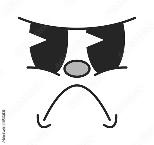 Embittered, angry, irritated face caricature