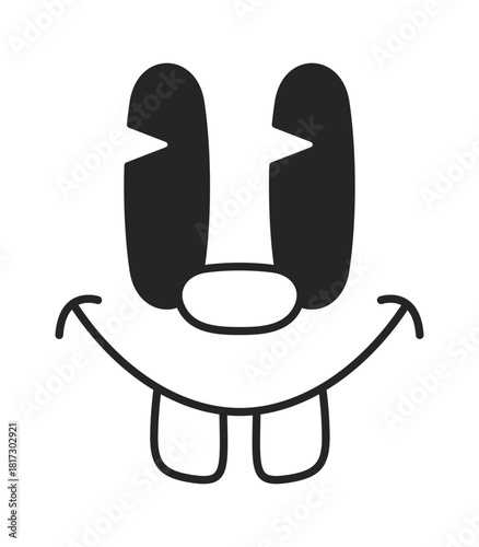 Funny comic groovy face smiling